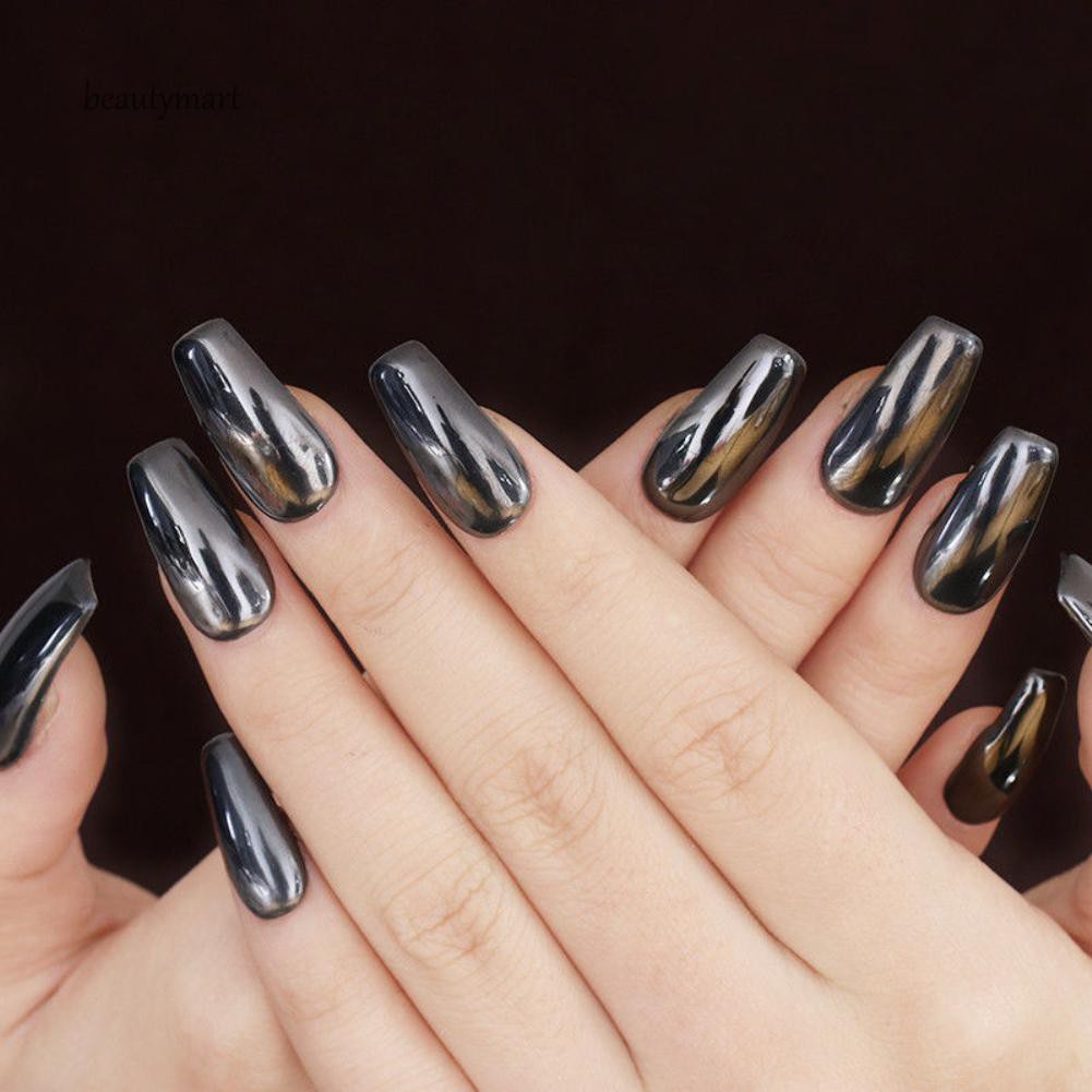 Hộp bột lấp lánh màu đen dùng để trang trí móng tay kèm cọ