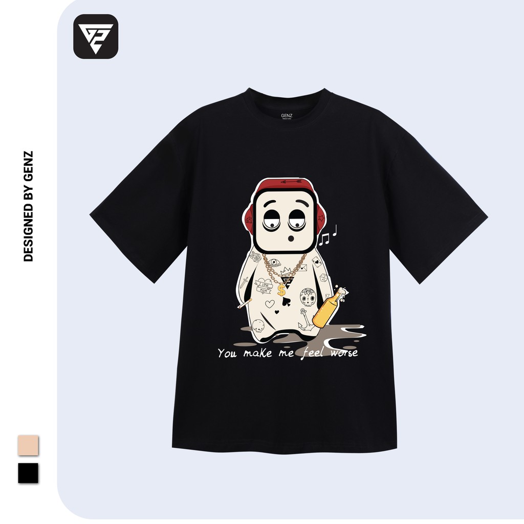 Áo thun tay lỡ GENZ phông Unisex nam nữ Cotton oversize form rộng Bad Gangter | BigBuy360 - bigbuy360.vn