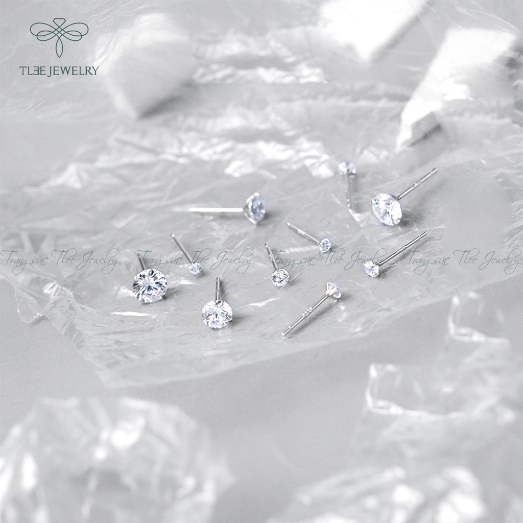 Khuyên tai bạc TLEE nụ đá lấp lánh cao cấp NCJ 1 đôi B0206