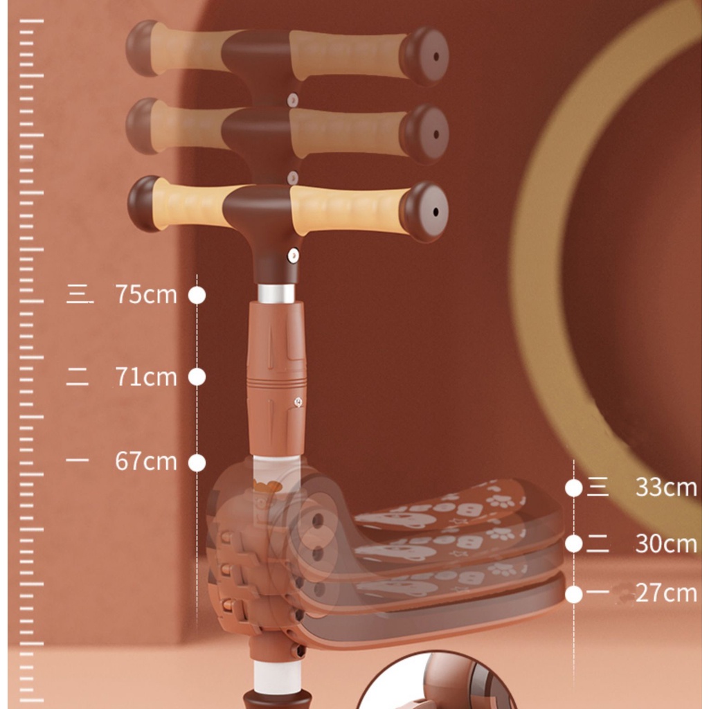 [Có tay đẩy] Xe trượt scooter cao cấp đa năng 3 trong 1, Bập bênh cho bé