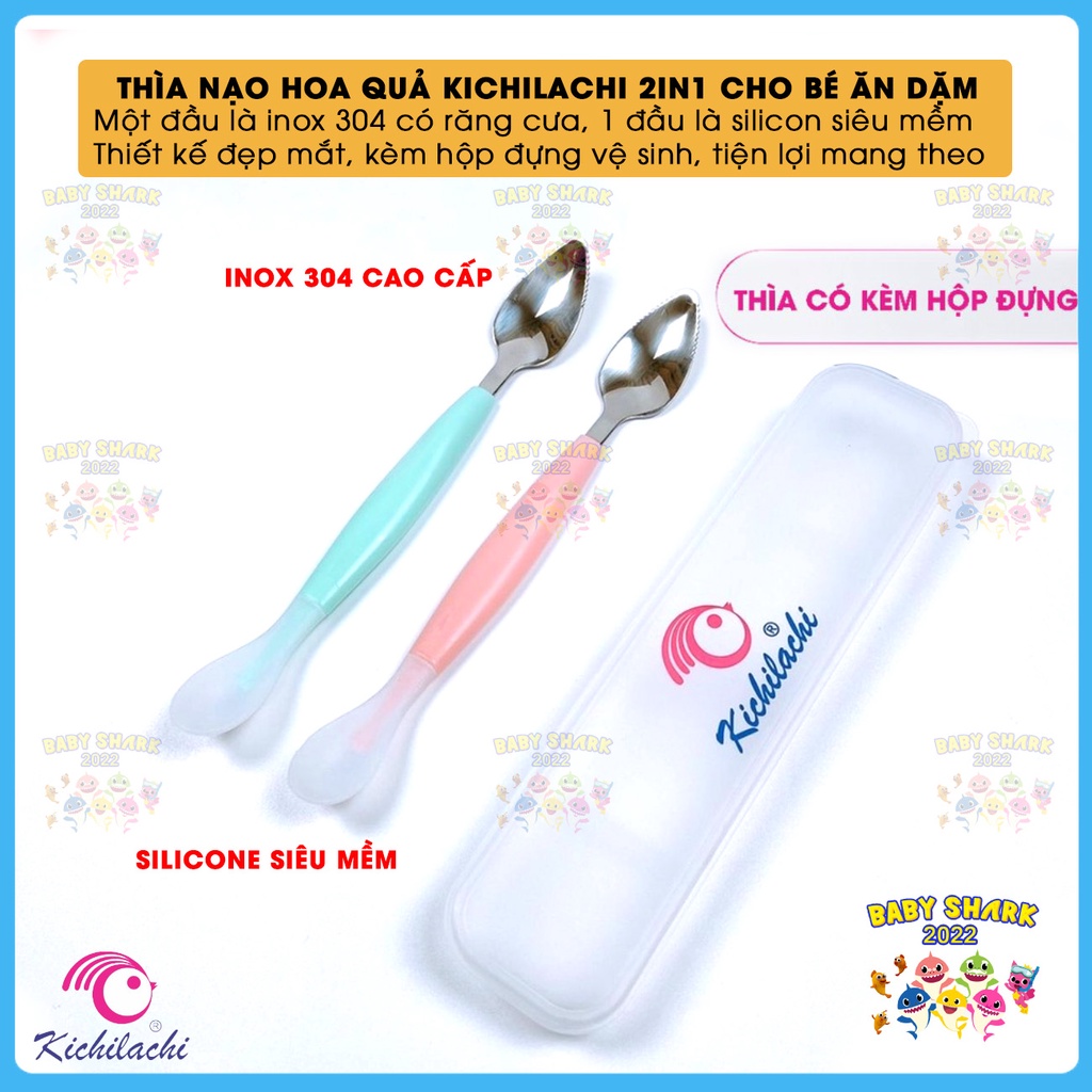 Thìa nạo hoa quả cho bé 2 đầu 2 chức năng KICHILACHI cho bé ăn dặm