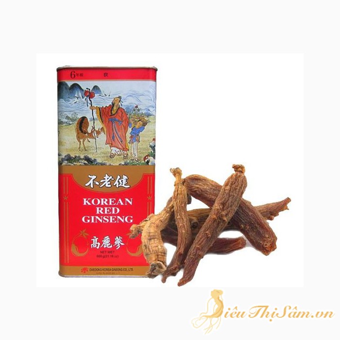 Sâm Củ Khô Hộp Thiếc, Hồng Sâm Khô Hộp Sắt RED GINSENG Hàn