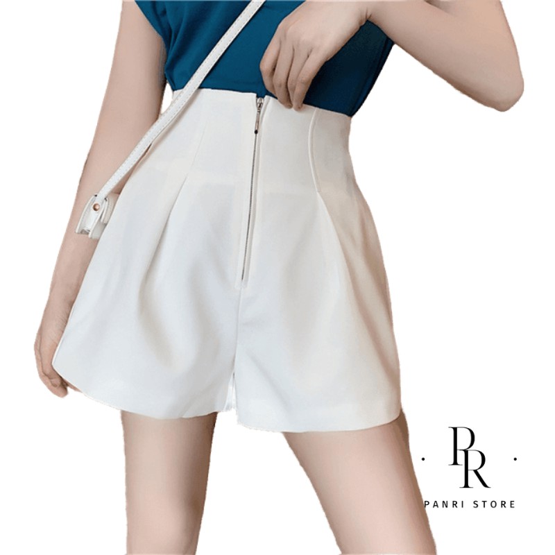 Quần sooc khóa trước cạp cao,chất vải tuyết mưa dày,form rộng hottrend 2021