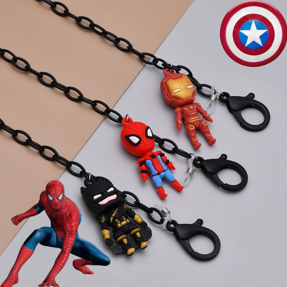 người nhện dây đeo khẩu trang Dây Đeo Mắt Kính Acrylic Chống Thất Lạc Đa Năng In Họa Tiết Batman/Siêu Nhân/Người Sắt Cho Bé dây xích marvel độc đáo