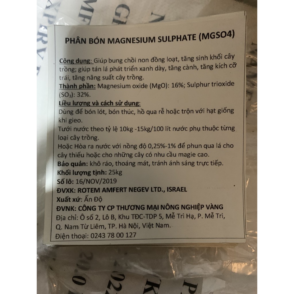 PHÂN BÓN MAGIE SULPHAT MgSO4 _ICL_ISAREL_1KG