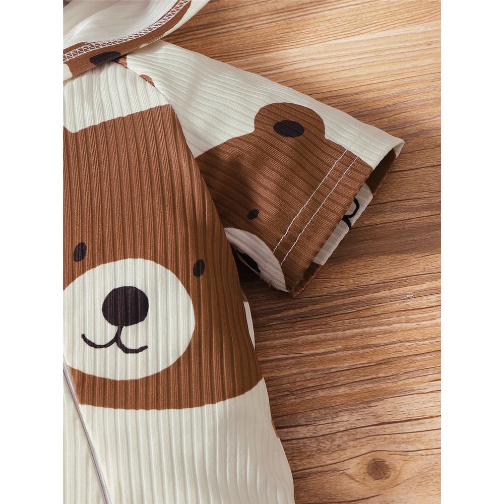 Áo liền quần MIKRDOO liền mảnh tay ngắn có nón hình con vật cho bé sơ sinh từ 0-18 tháng tuổi