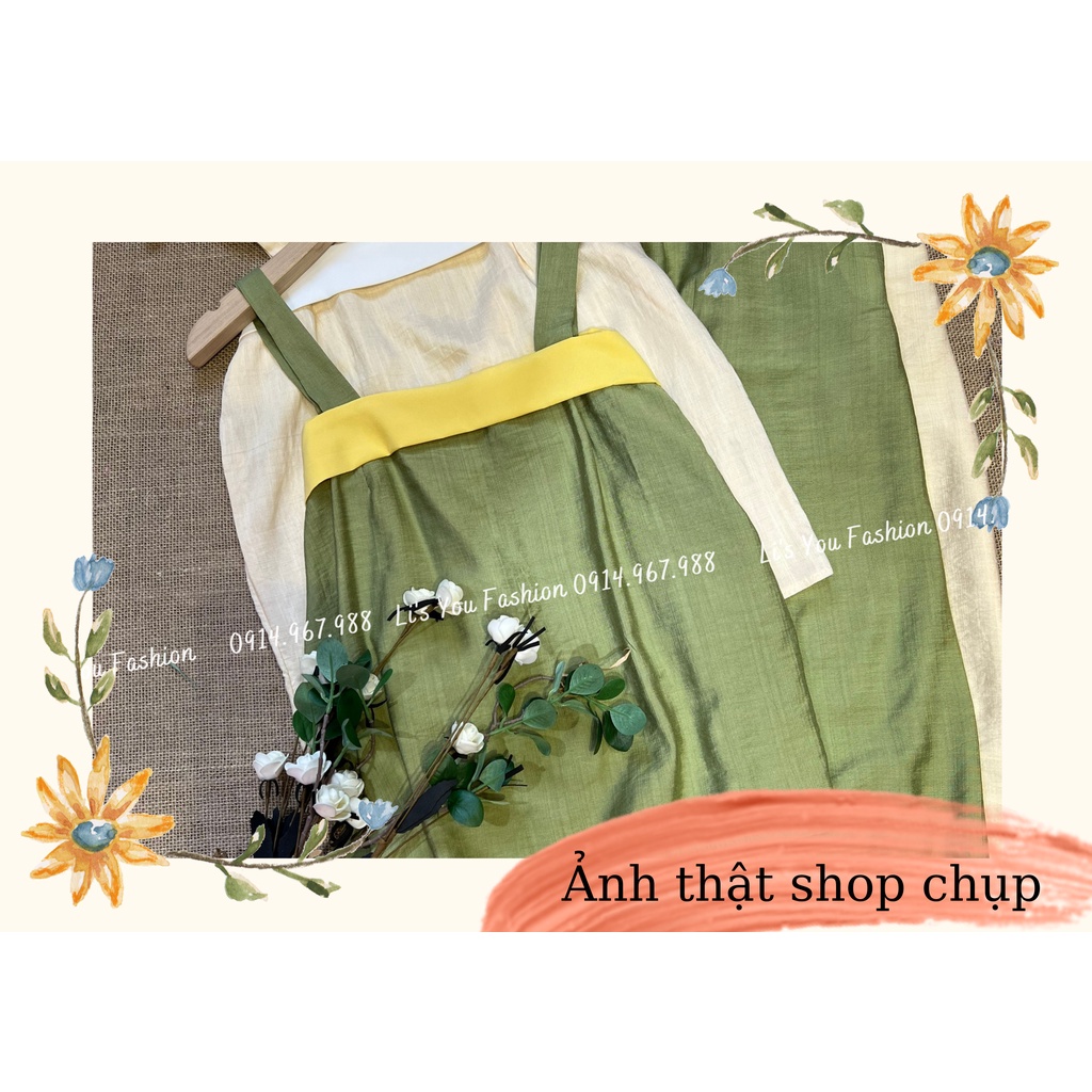 Set Bộ Áo Hai Dây Mix Quần Ống Suông Xịn Sò Chất Lụa Đũi Mềm Mát Siêu Sang