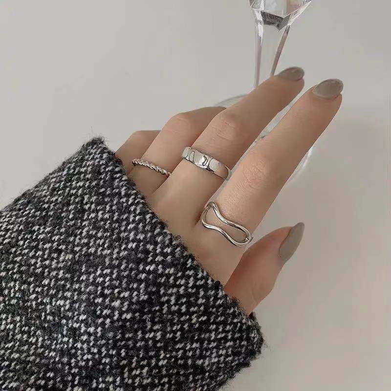 Nhẫn Đeo Tay Ba Mảnh Phong Cách Retro Thời Trang Cá Tính Dành Cho Nữ