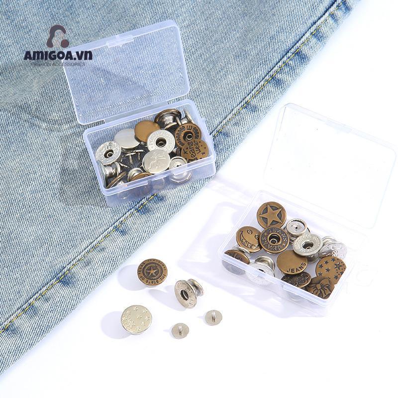 ✨✨Quần Denim Dáng Dài Có Nút Và Nút Chỉnh Được Không Cần Đóng Đinh Có Thể Tháo Rời Cho Nữ