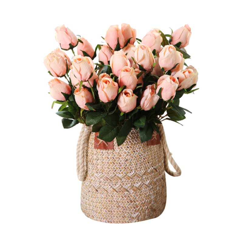 Nụ Hoa Hồng Giả 9 Bông Bằng Lụa Dùng Trang Trí Tiệc Cưới / Valentine