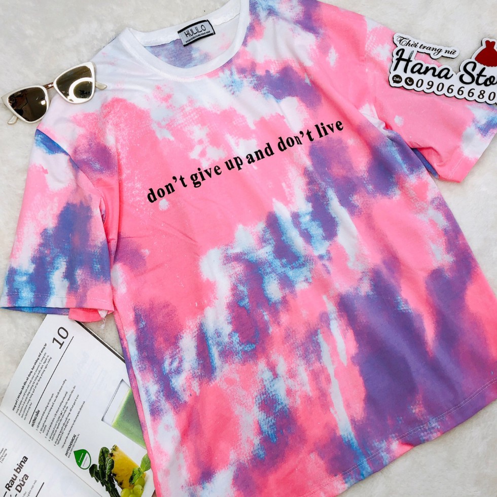Áo thun tay lỡ / Áo Phông Loang Hồng Xanh màu nhiệt đới Nam Nữ Unisex freesize < 65kg kèm ảnh thật và video | BigBuy360 - bigbuy360.vn