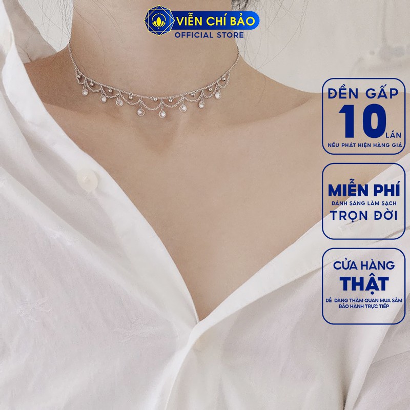 Dây chuyền bạc nữ Choker sóng giọt nước chất liệu bạc 925 thời trang phụ kiện trang sức nữ Viễn Chí Bảo D000029