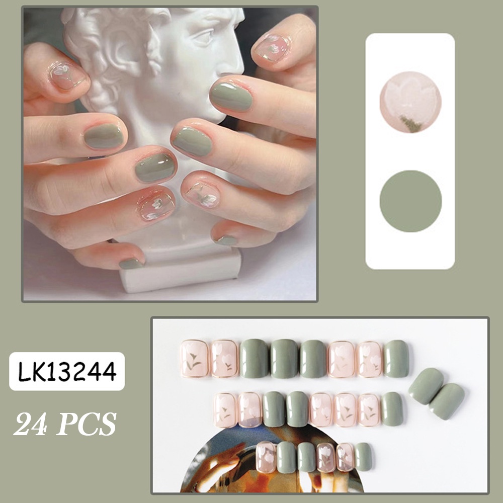 Bộ 24 móng tay giả YADORNOS họa tiết hoa xinh xắn cho nữ