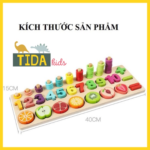 Bộ Giáo Cụ Montessori Bằng Gỗ ⚡️ HOT TREND ⚡️Học Đếm Số, Tính Số Cột Và Cắt Hoa Quả Cho Bé Phát Triển Tư Duy 🦕TiDa Kids