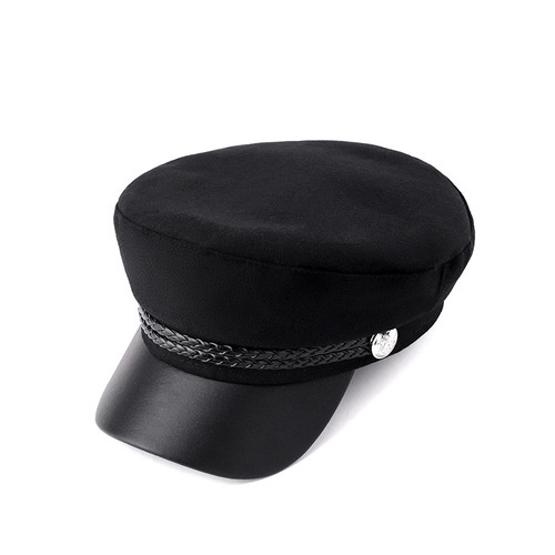 Mũ nồi nữ có vành kiểu dáng hải quân, nón beret kaki cotton