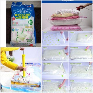 Bộ 8 túi hút chân không đựng quần áo, chăn màn kèm bơm cao cấp