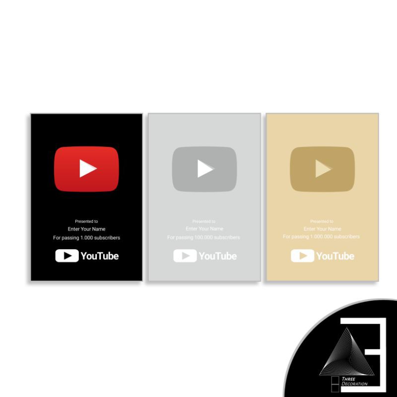 Phụ Kiện Trang Trí Nút Bấm Youtube Màu Vàng / Bạc