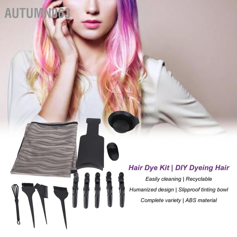 [Hàng mới về] Set 16 dụng cụ tự nhuộm tóc có tô/ bàn chải/ kẹp tóc chuyên dùng trong salon tiện lợi
