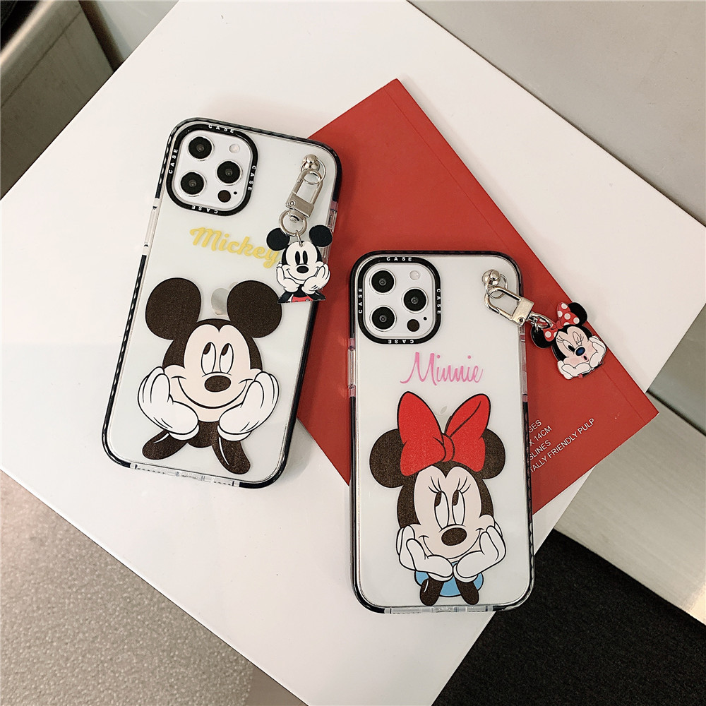 Ốp điện thoại in hình Mickey Minnie gắn dây cho IPhone 12pro max 12 mini 11Pro Max XS Max XR SE 2020 6 6s 7 8 Plus | BigBuy360 - bigbuy360.vn