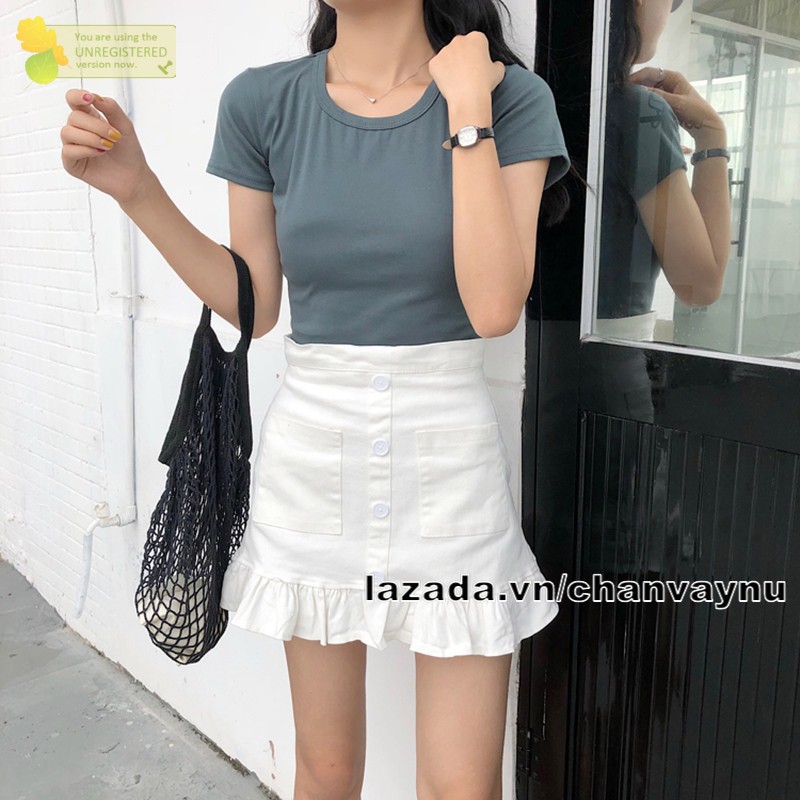 Chân váy kaki đuôi cá nút Đen MT278  size SML | BigBuy360 - bigbuy360.vn