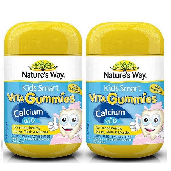 Kẹo dẻo bổ sung Canxi + D3 cho bé số 1 Úc - Nature's Way Kids Smart Vita Gummies Vitamin D3 + Canxi 60 viên