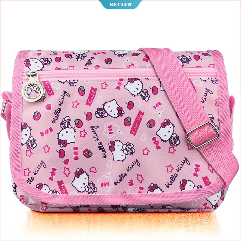 Túi Xách Du Lịch Vải Oxford Chống Nước Sức Chứa Lớn In Hình Hello Kitty Cho Bé Gái