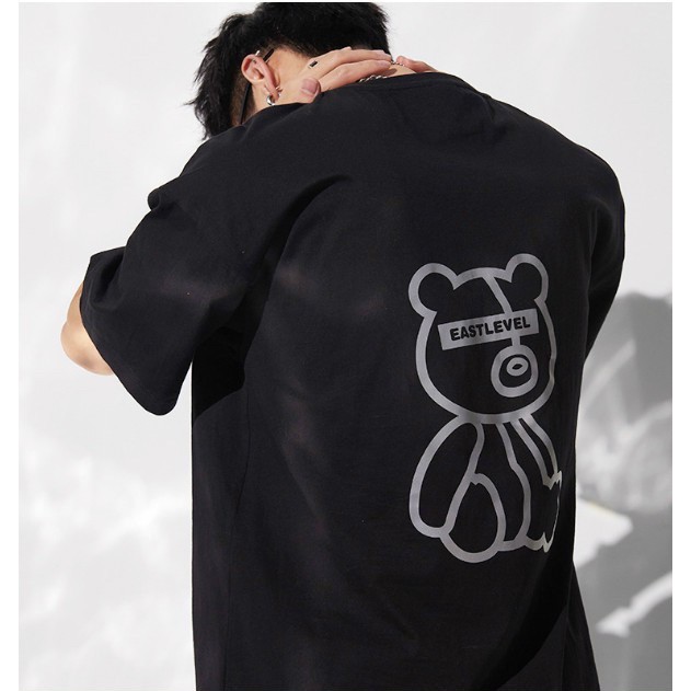 Áo thun tay lỡ phản quang bạc in gấu hot hit unisex form rộng nam nữ oversize ulzzang | BigBuy360 - bigbuy360.vn