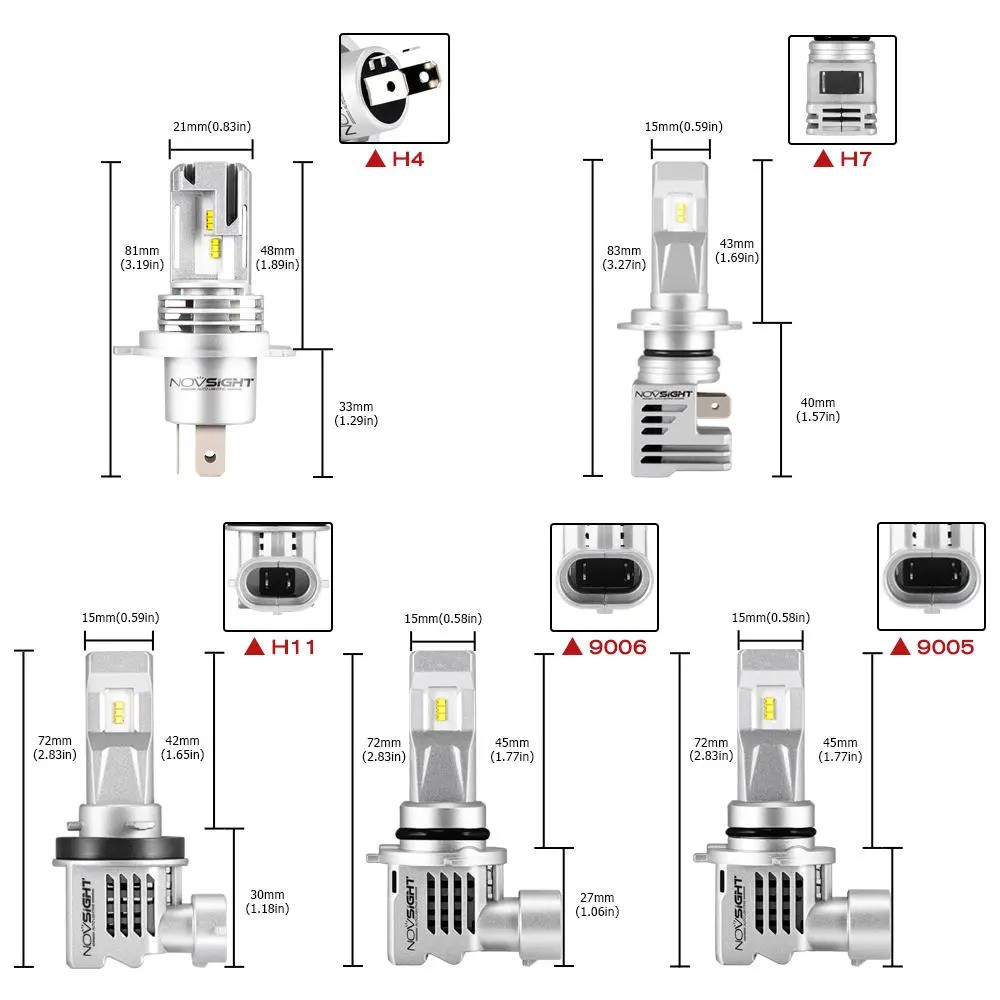 Đèn Pha, Cos LED Ô Tô Xe Hơi Siêu Sáng Cao Cấp NovSight N30S Chip ZES 10000LM 6000K Chân Cắm H1 H3 H4 H7 H11 9005 9006