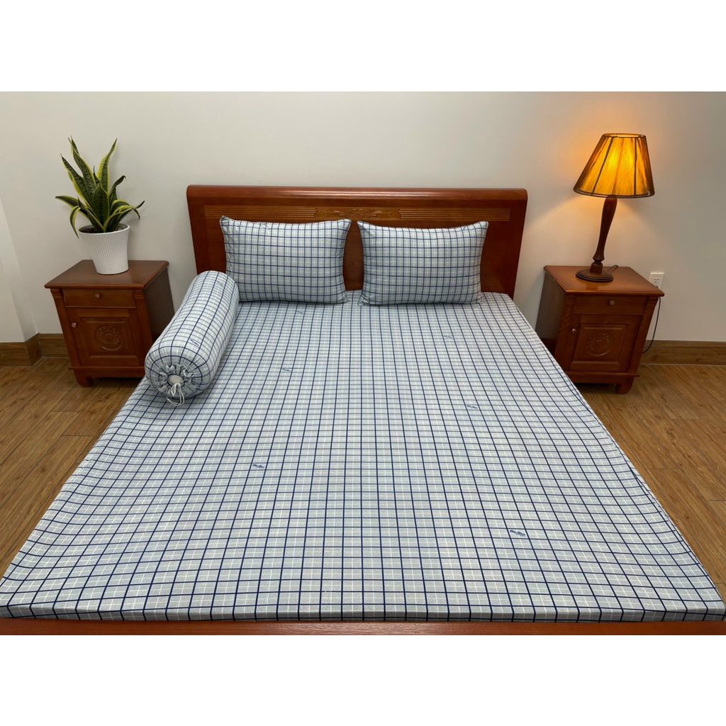 Ga thun vải mát mướt caro 4 món ,MAY SIZE THEO YÊU CẦU