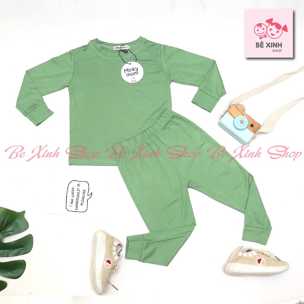 Dài Tay Đồ Bộ Cho Bé Trai Bé Gái Minky Mom [Xưởng sỉ] Bộ Quần Aó Dài Tay Minky Mom Cho Bé Trẻ Em Vải Thun Lạnh MÀU TRƠN