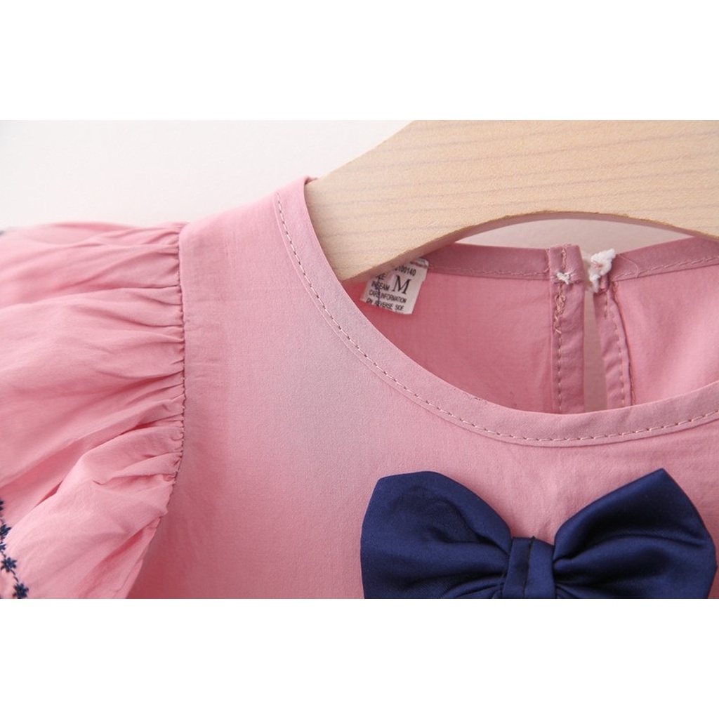 Đầm công chúa  không tay đính nơ màu sắc trơn thời trang mùa hè xinh xắn cho bé gái 1-5 tuổi