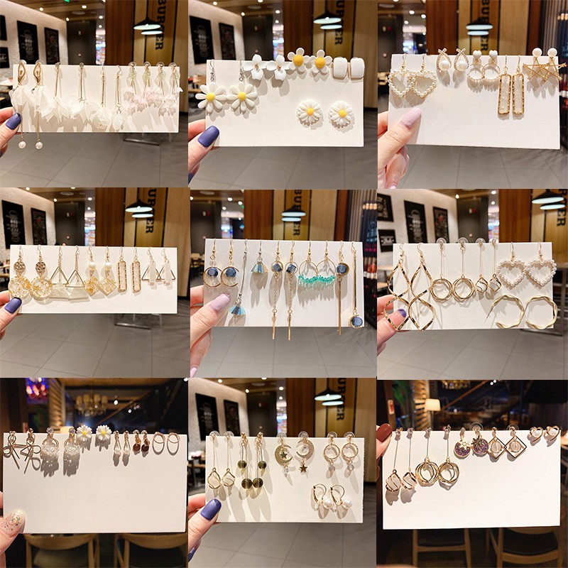 Set hoa tai dáng dài phong cách Hàn Quốc nhiều mẫu tùy chọn