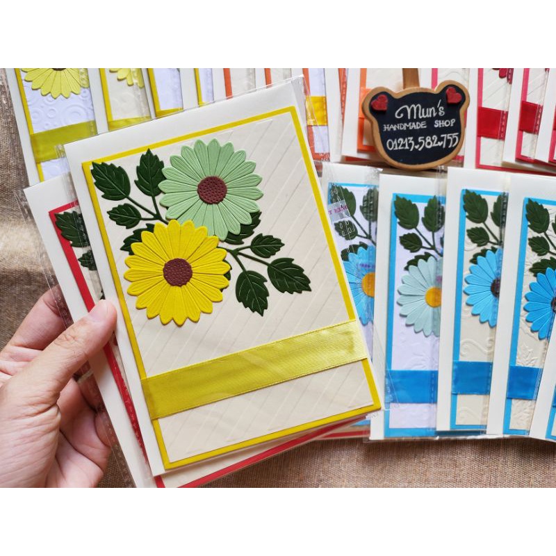 Set 10 hoa cúc gân giấy cắt sẵn - Nguyên liệu trang trí thiệp, scrapbook, sổ