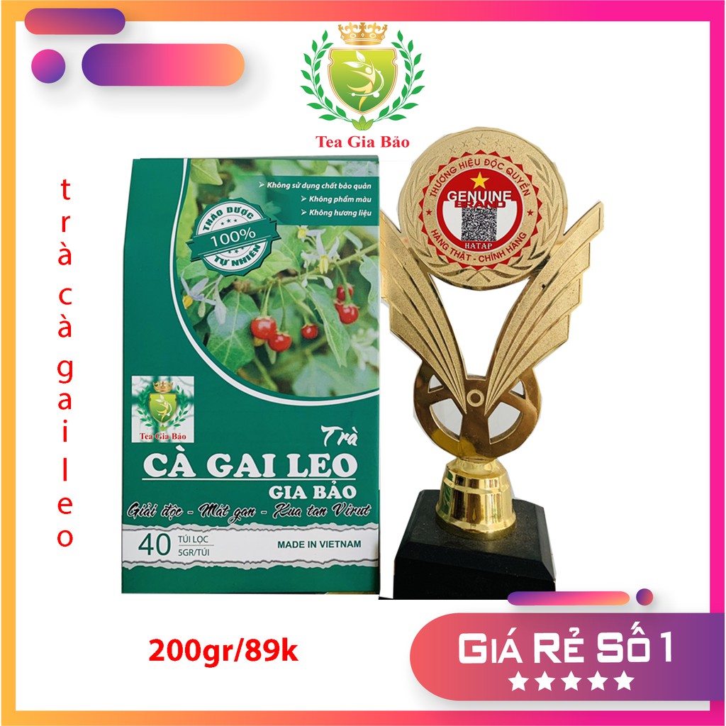 [CHÍNH HÃNG] Trà cà gai leo 200gr - mua 5 tặng 1 - giải độc gan, thanh lọc cơ thể, mát gan