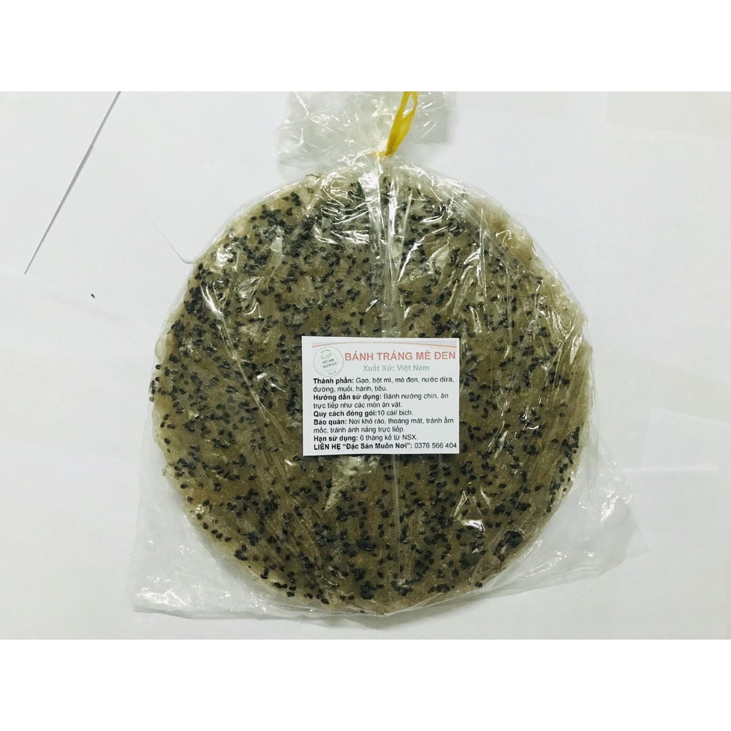 Bánh tráng mè đen nước dừa đặc sản Tây Ninh chưa nướng (10 cái/bịch)-đường kính bánh 20cm | BigBuy360 - bigbuy360.vn