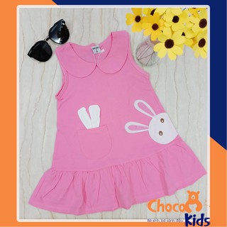 Đầm Tết cho bé gái thun cotton 4 chiều hình thỏ