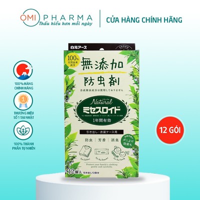 Gói làm Thơm Và Đuổi Côn Trùng Ngăn Tủ Quần Áo Hakugen Earth ( Hộp 12 gói) Mỗi gói cho tủ dung tích 50ml