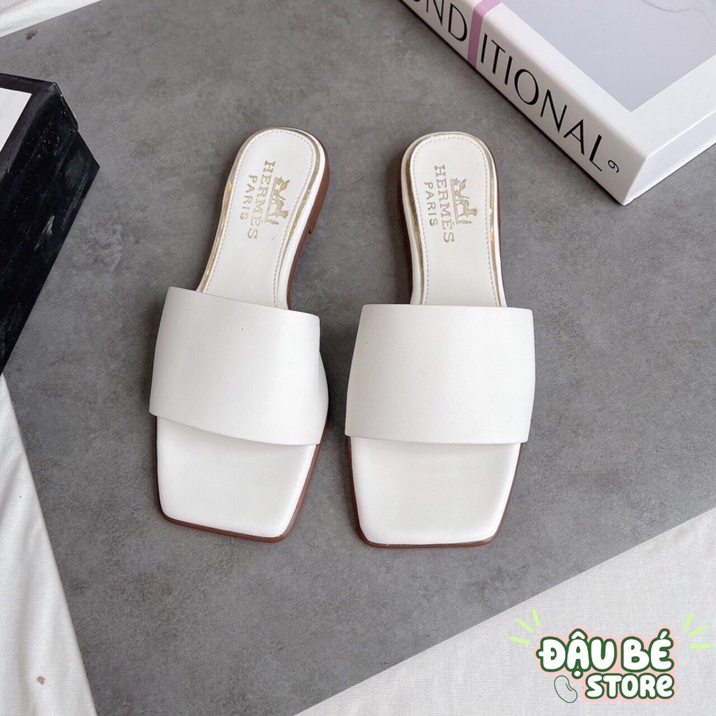 Dép Lê Quai Ngang Hm Nữ Cao Cấp - Dép Da Hở Mũi Đế Bệt Trơn Phong Cách Thời Trang Sang Chảnh - Daube - D004