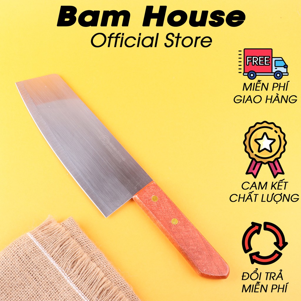 Dao bếp cán gỗ inox loại trung Bam House cao cấp DB03 - Gia dụng bếp