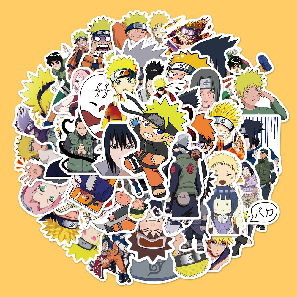 Bộ 50 miếng dán trang trí laptop/điện thoại/ván trượt họa tiết hoạt hình naruto