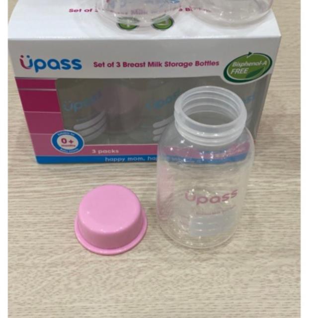 Bộ 3 Bình trữ sữa Upass (125ml/ bình) - cất trữ sữa tiện lợi cho mẹ và bé