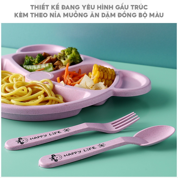 Khay Đựng Thức Ăn Lúa Mạch 3 Món Hình Gấu Cho Bé MA128