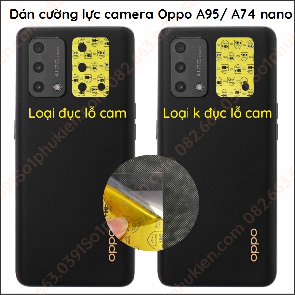 Dán cường lực camera Oppo A95 A74 nano trong suốt