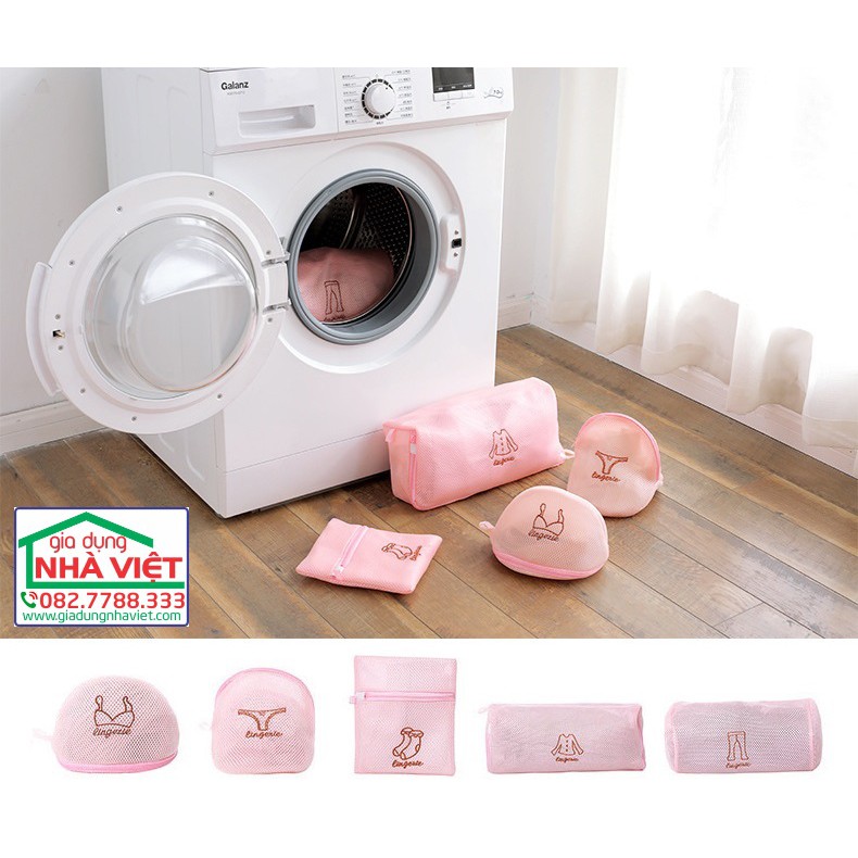 Bộ 5 túi lưới 3 lớp phân loại quần áo đi du lịch có thể giặt máy