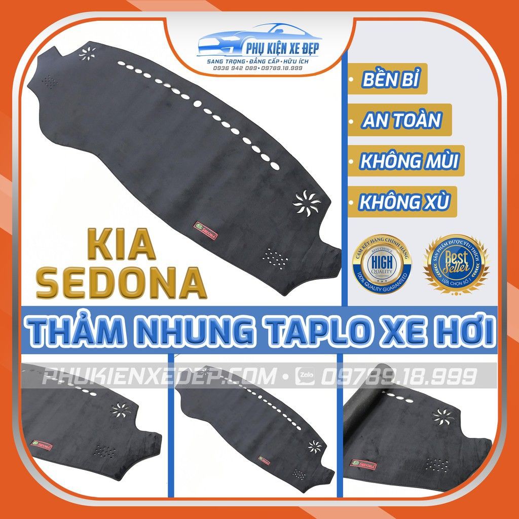 Thảm chống nóng taplo KIA SEDONA chất liệu Nhung Lông cừu 3 lớp chống trượt