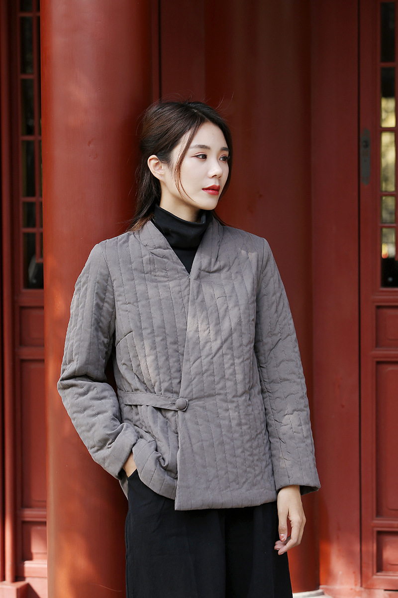 Áo Khoác Cotton Họa Tiết Sọc Dọc 3 Màu Giữ Ấm Mùa Đông