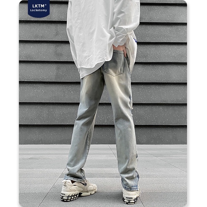 Quần jeans zipper dáng ống suông Hàn Quốc #G900