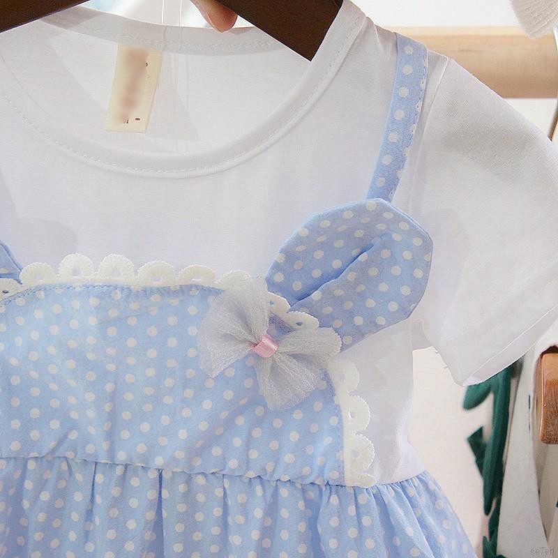 Đầm xòe ngắn tay họa tiết chấm bi xinh xắn dành cho bé gái