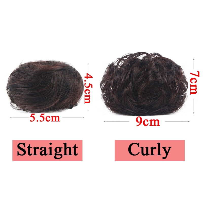 Búi tóc giả Wigsin xoăn/thẳng màu nâu/đen bằng sợi tổng hợp