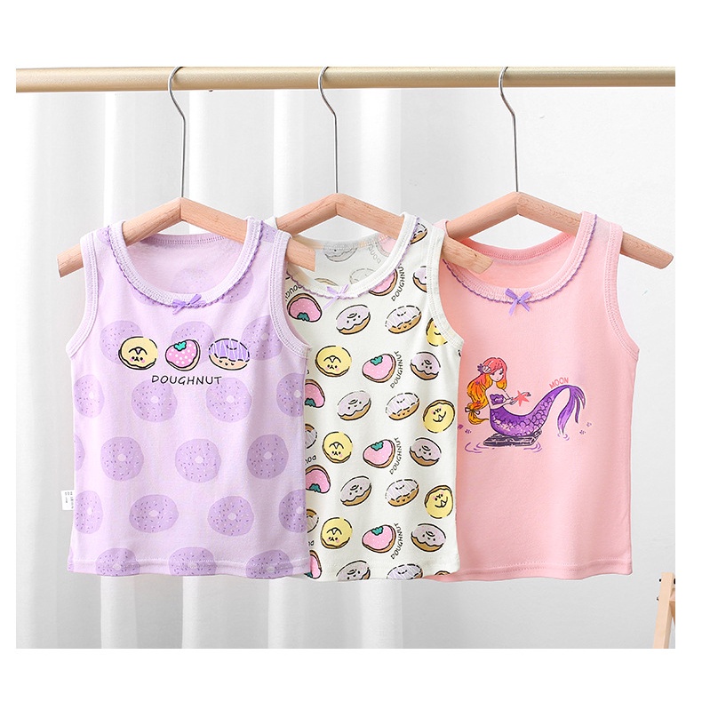 Áo Thun Cotton Sát Nách In Họa Tiết Hoạt Hình Thời Trang Hàn Quốc Cho Bé 90-160cm